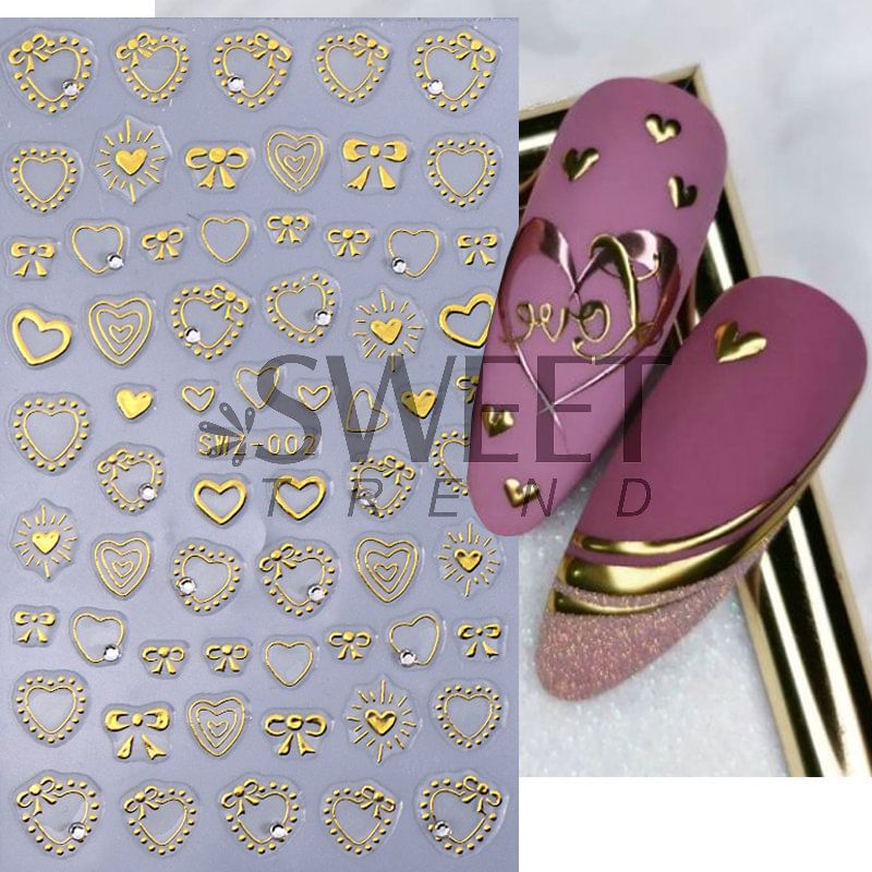 Key / Heart Metallic Nail Art Stickers SpreePicky