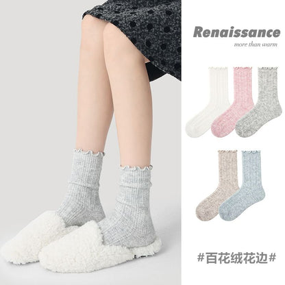 Frilled Melange Crew Socks SpreePicky