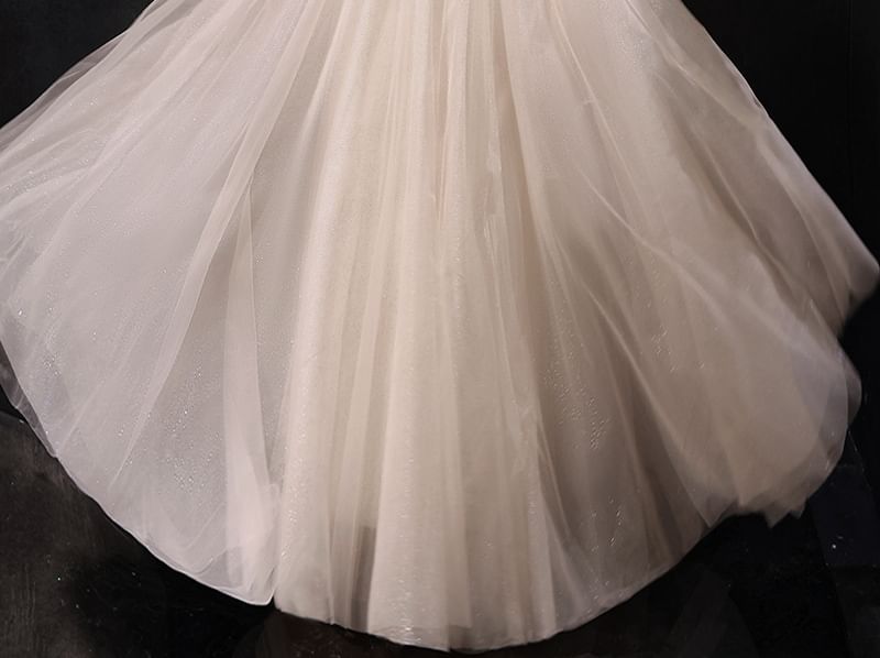 (Various Designs) Evening Tulle Sequin Short-Sleeve A-Line Gown FashionChic