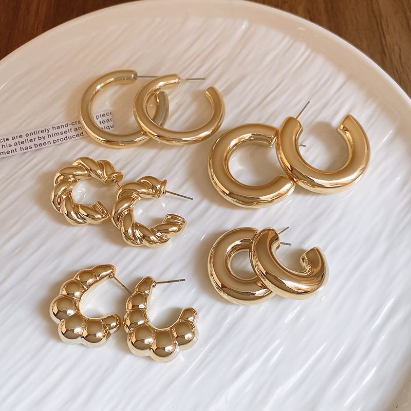 (Various Plain Hoop Designs) Alloy Earring FashionChic