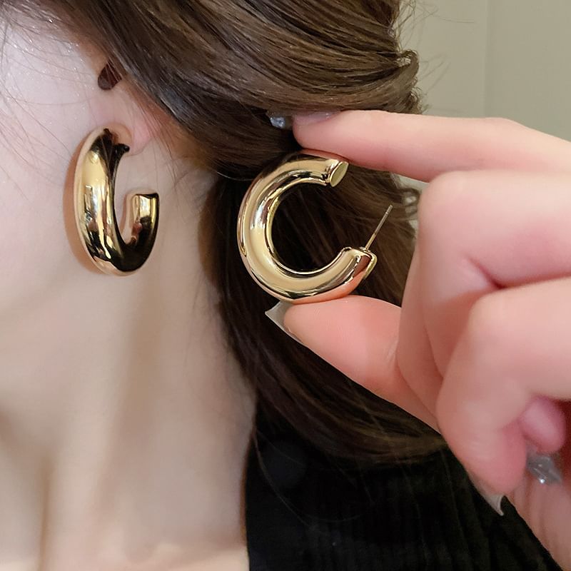 (Various Plain Hoop Designs) Alloy Earring FashionChic