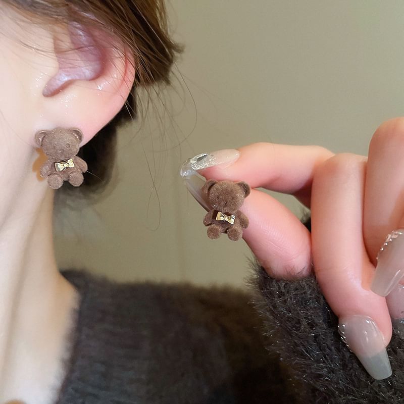/ Earring Bow Drop Stud Bear FashionChic