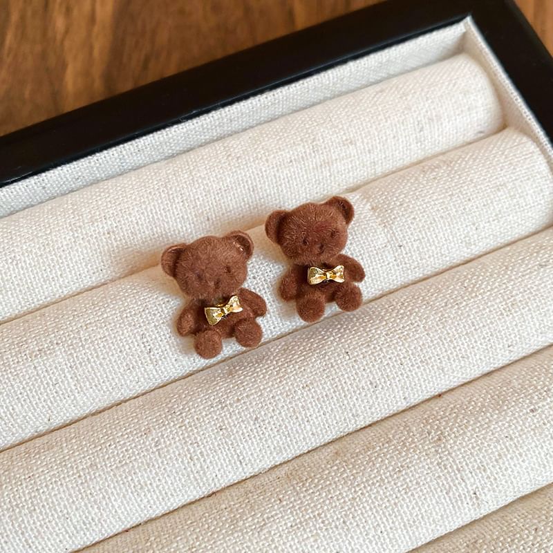 / Earring Bow Drop Stud Bear FashionChic