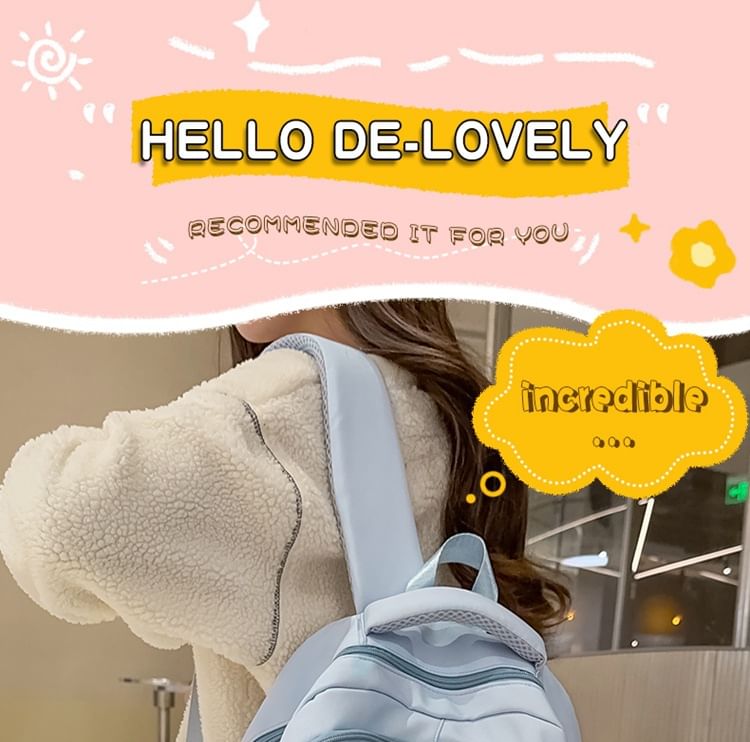 / Floral Charm Bag Backpack Laptop Nylon Set Embroidered FashionChic