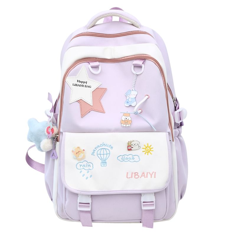 / Charm Nylon Set Star Badge Tote Bag Applique Embroidered Backpack Laptop FashionChic