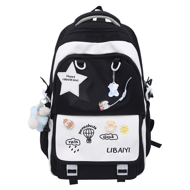 / Charm Nylon Set Star Badge Tote Bag Applique Embroidered Backpack Laptop FashionChic