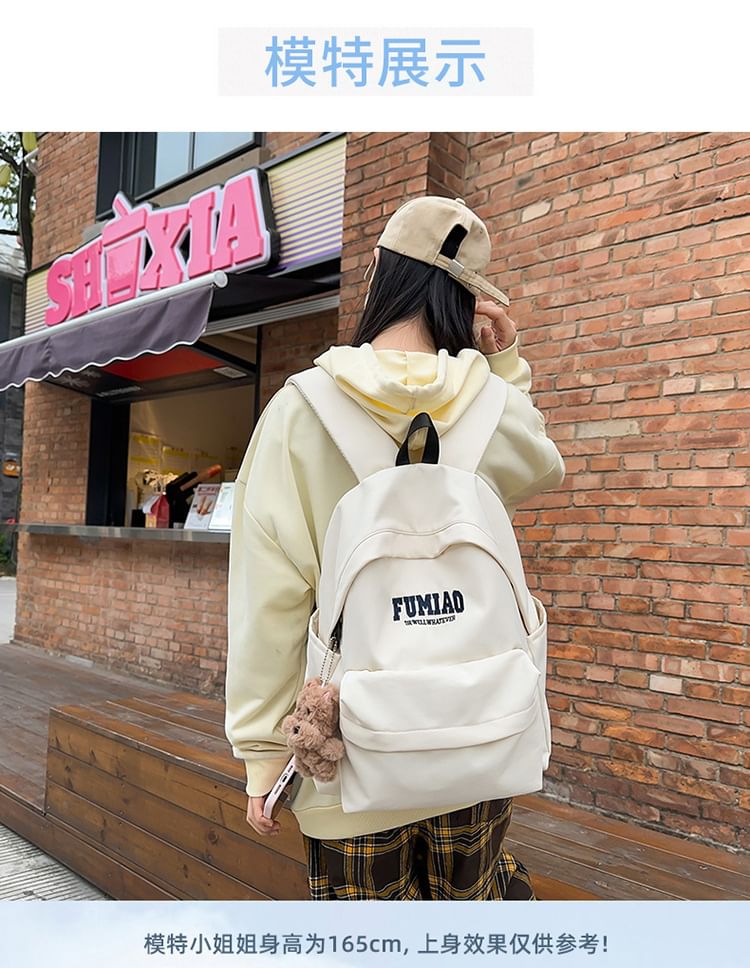 / Bag Charm Nylon Lettering Backpack Set Embroidered Laptop FashionChic