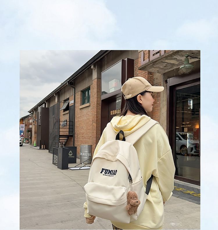 / Bag Charm Nylon Lettering Backpack Set Embroidered Laptop FashionChic