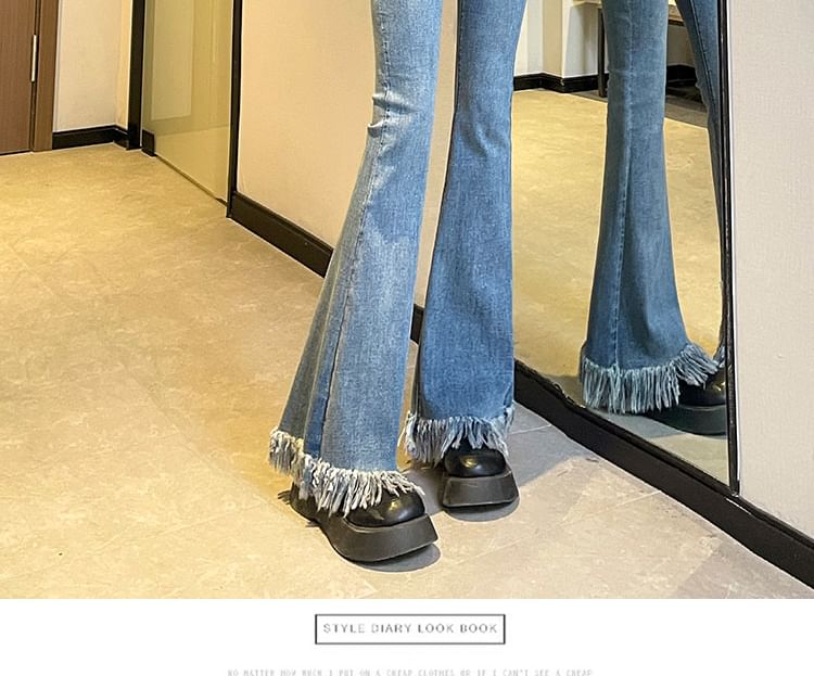 Hem High Flared Designs) Waist Pants Fringed (Various FashionChic