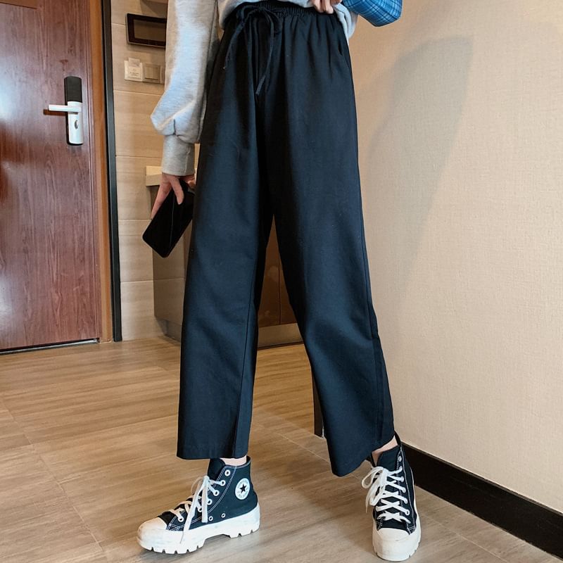 Wide Leg Cargo High Pants Rise Plain FashionChic