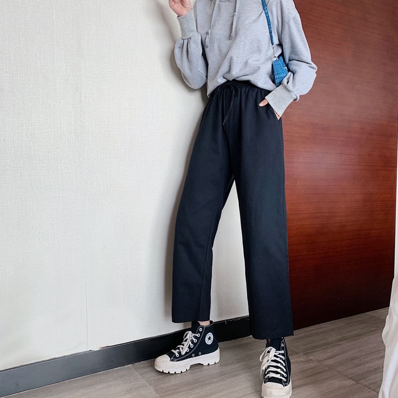 Wide Leg Cargo High Pants Rise Plain FashionChic
