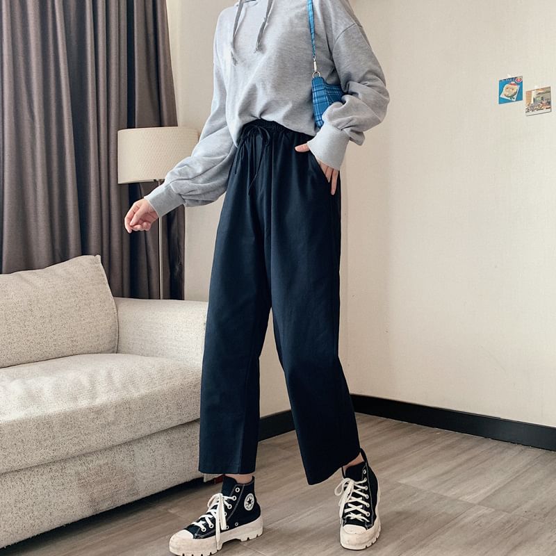 Wide Leg Cargo High Pants Rise Plain FashionChic