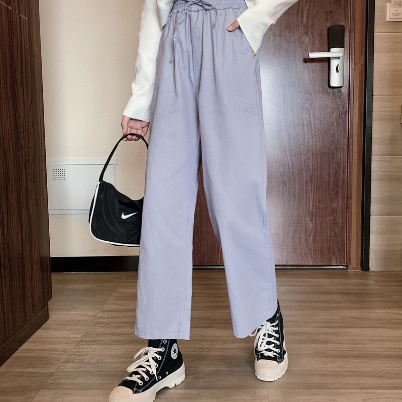 Wide Leg Cargo High Pants Rise Plain FashionChic