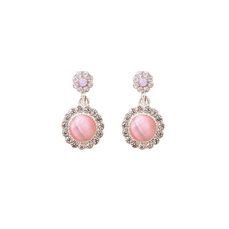 / Earring Cabochon On Drop Clip Rhinestone FashionChic