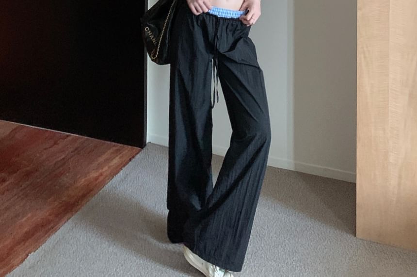 Waist Leg Low Gingham / Pants Wide Top Button-Up Halter V-Neck Crop FashionChic