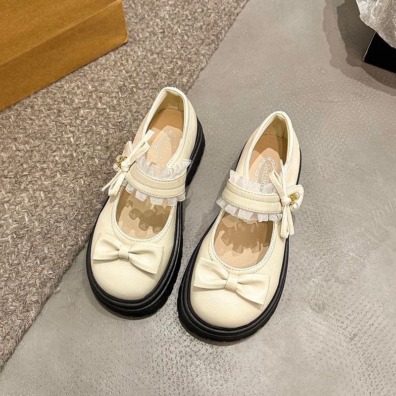 Platform Bow Frill Mary Jane Shoes
