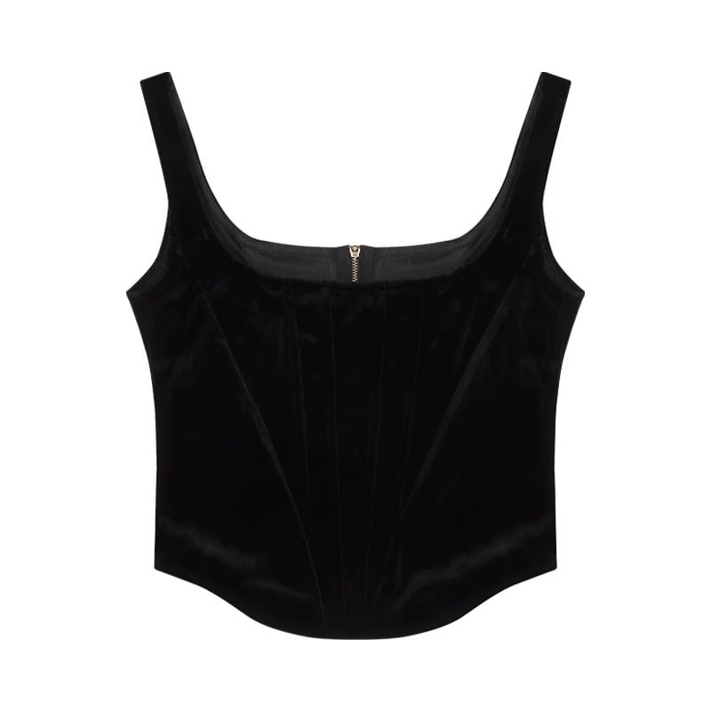 High Top Neck Faux / Flared Leather Plain Rise Pants Camisole Square FashionChic