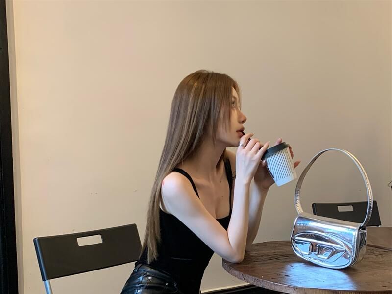 High Top Neck Faux / Flared Leather Plain Rise Pants Camisole Square FashionChic