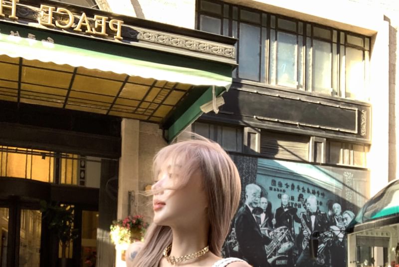 Waist Side-Slit High Flared / Top Drawstring Strapless Plain Pants Asymmetrical FashionChic