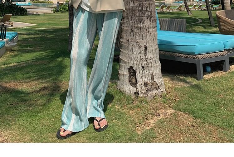 Pleated Print Leg Rise Wide Pants High Patterned FashionChic