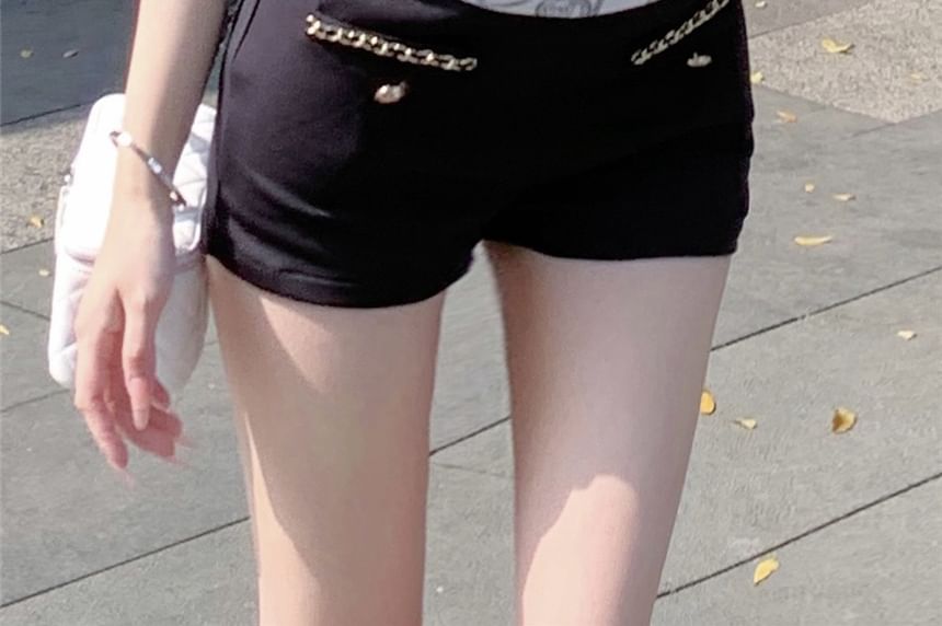 Plain Waist High Chained Pants Hot FashionChic