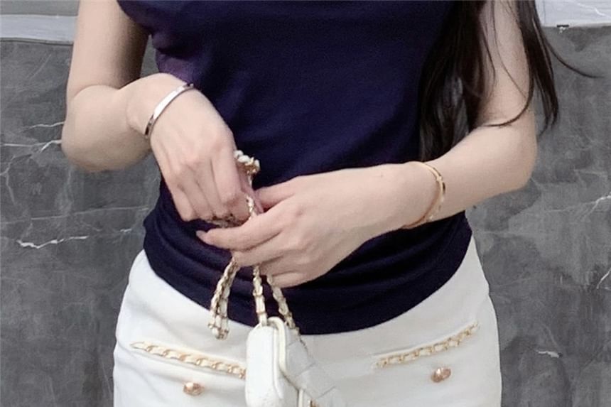 Plain Waist High Chained Pants Hot FashionChic