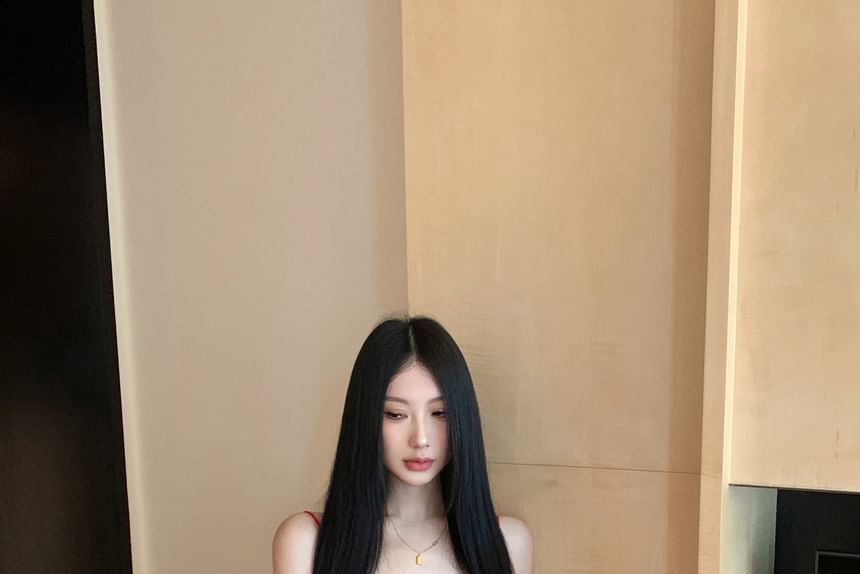 Crop Wide Leg Pants Lettering Trim Top Waist Drawstring Contrast Print Camisole / FashionChic