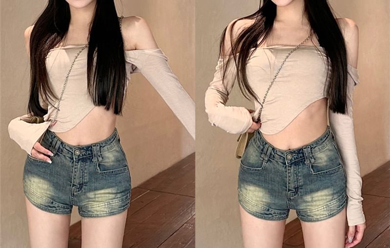 Waist Denim Washed Hot High Pants FashionChic