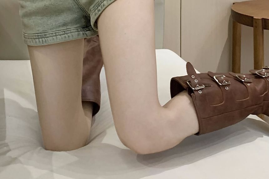 Zipped Waist High Denim Washed Hot Pants FashionChic