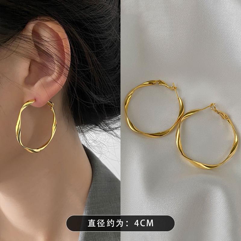 (Various Alloy Designs) Earring Hoop Twisted FashionChic