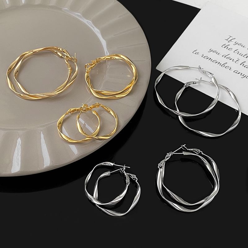 (Various Alloy Designs) Earring Hoop Twisted FashionChic