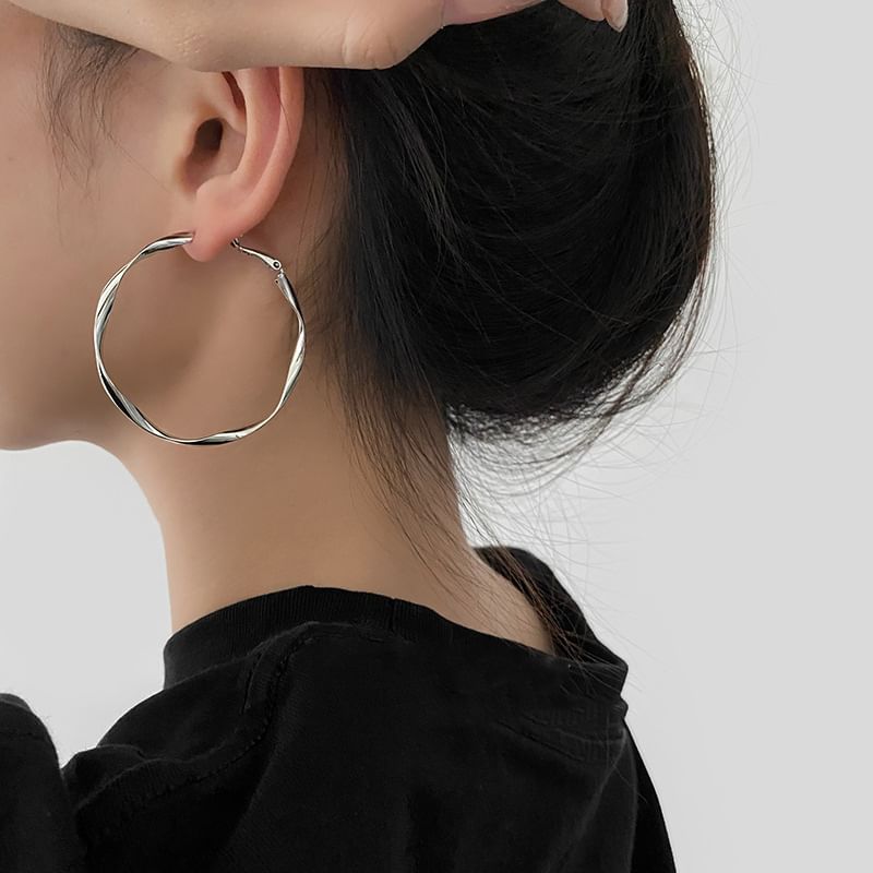 (Various Alloy Designs) Earring Hoop Twisted FashionChic