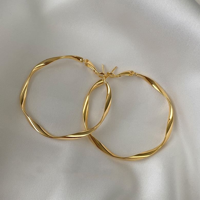 (Various Alloy Designs) Earring Hoop Twisted FashionChic