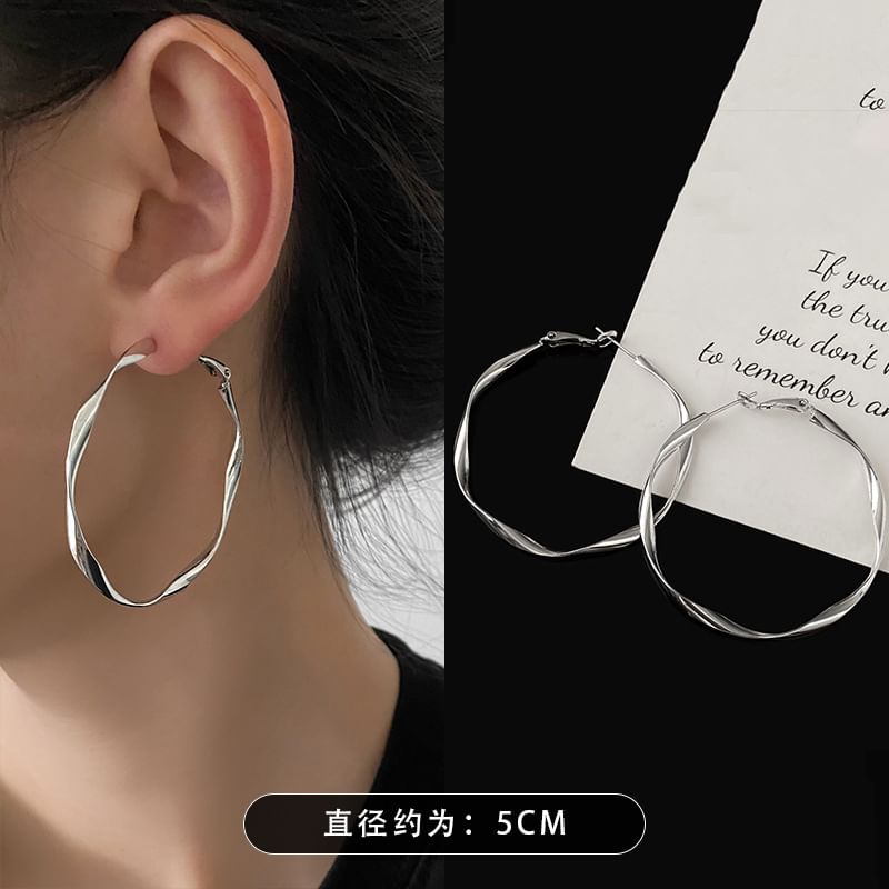 (Various Alloy Designs) Earring Hoop Twisted FashionChic