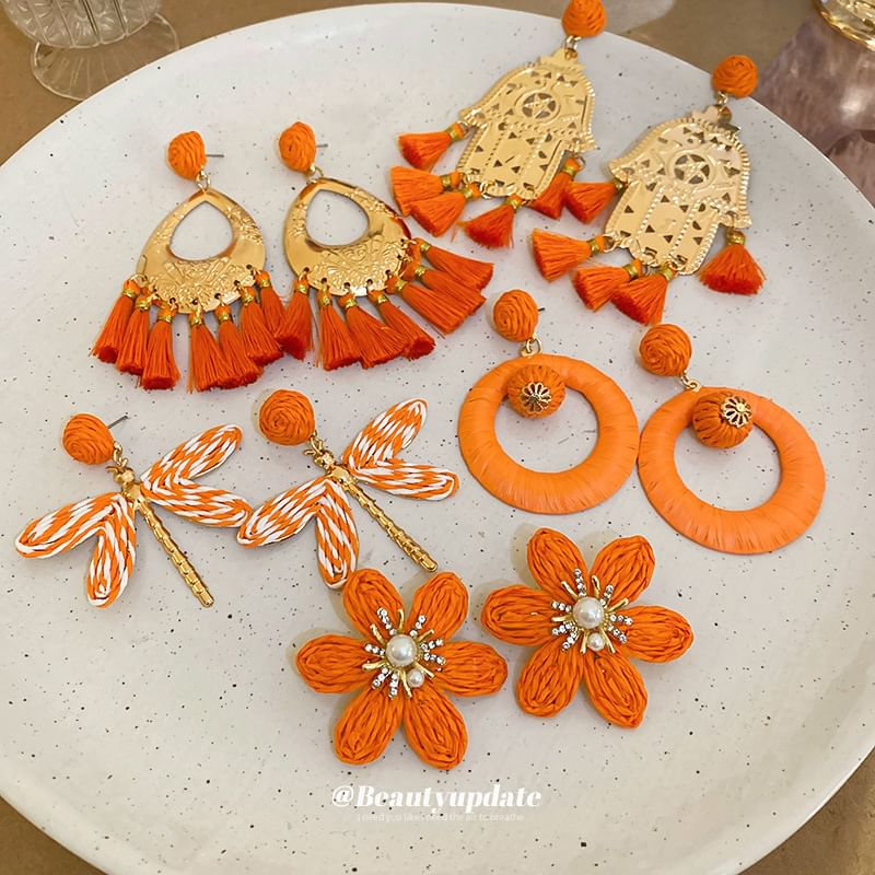 / Earring Droplet Hamsa Alloy Hand Chandelier Tassel FashionChic