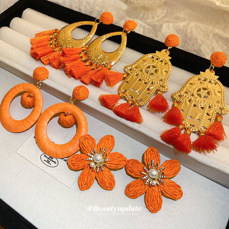 / Earring Droplet Hamsa Alloy Hand Chandelier Tassel FashionChic