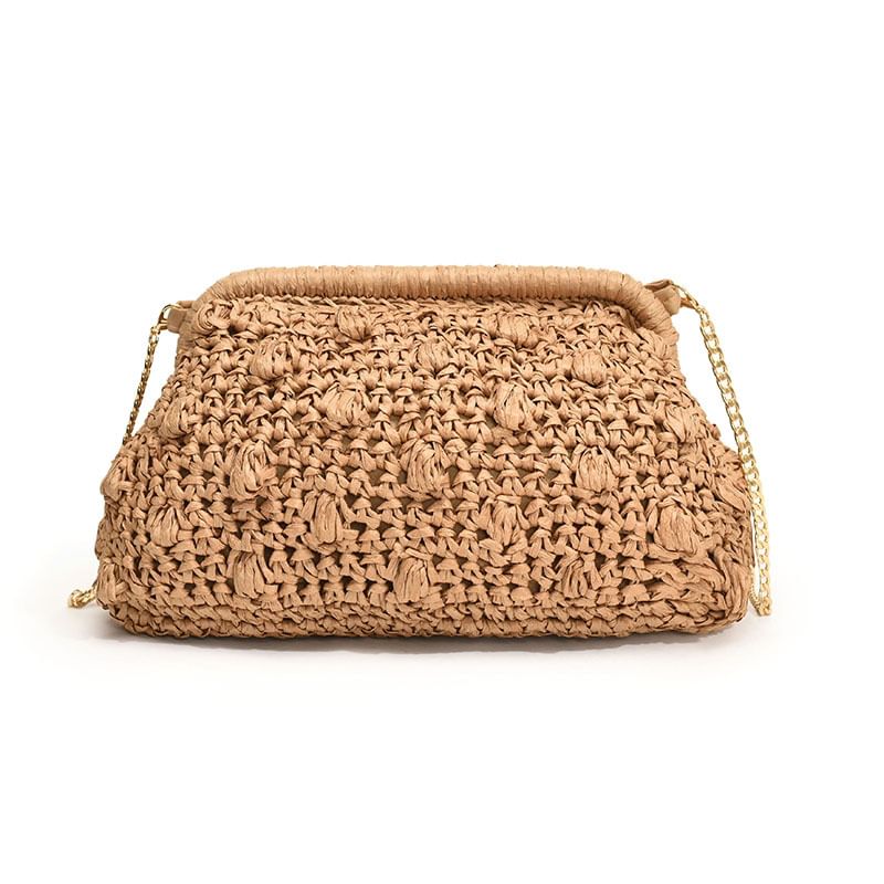 Strap Textured Straw Bag Crossbody Chain FashionChic