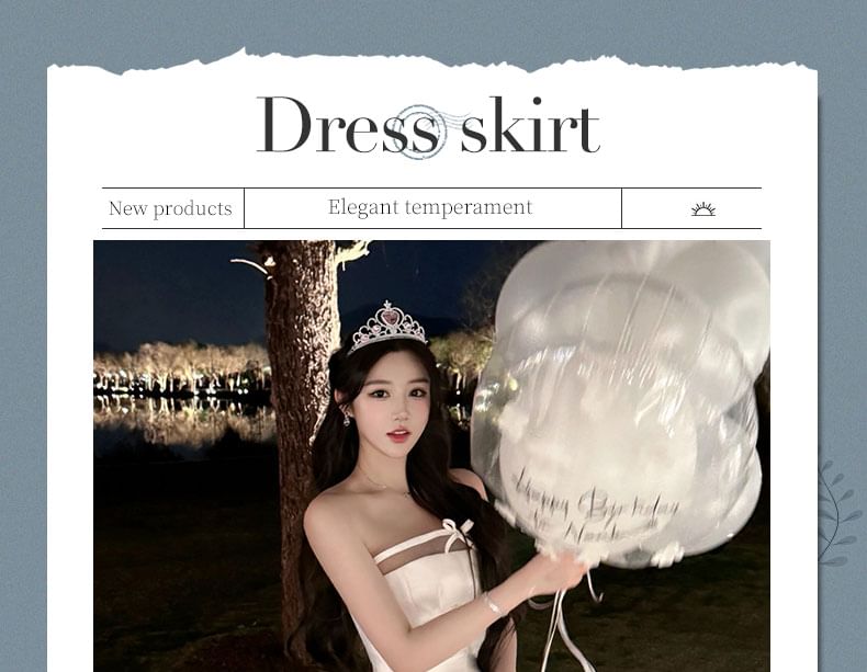 Strapless Plain Bow Accent Satin A-Line Wedding Gown FashionChic