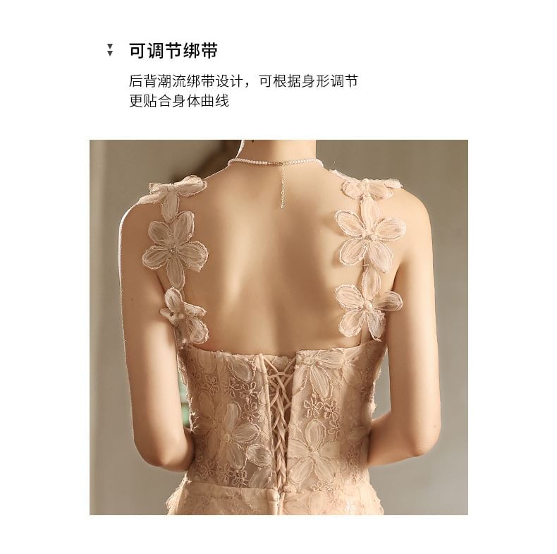 Strap Wide A-Line Evening Gown Floral FashionChic