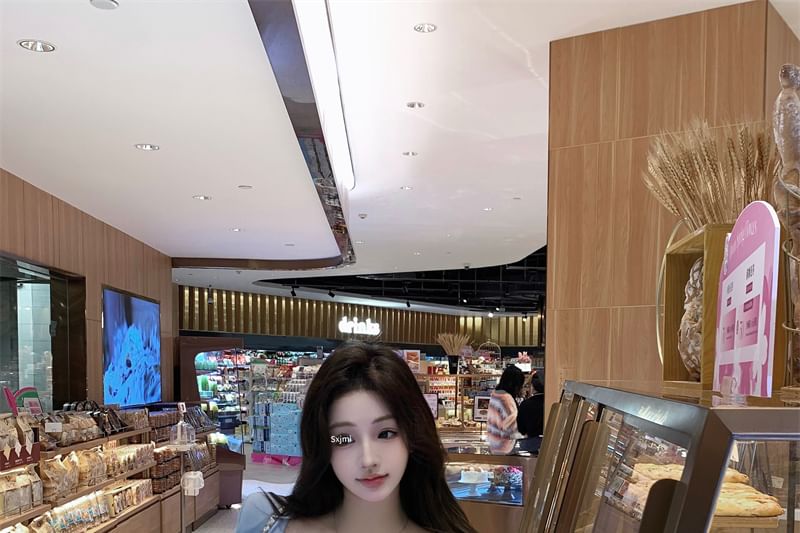 Cardigan Plain Button-Up Drawstring Crop Crew Pants Camisole Neck Flared Waist Top / Scoop FashionChic