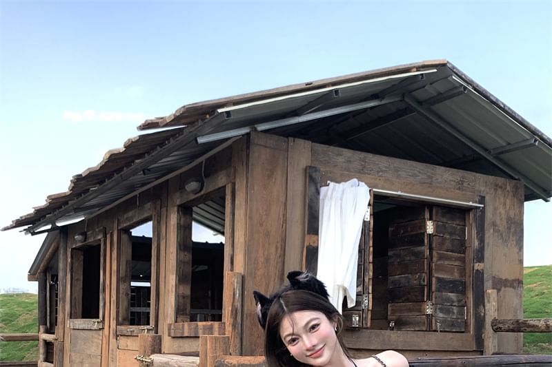 / High Dotted Plaid Balloon Rise Mini Cami Skirt Frill Top A-Line FashionChic