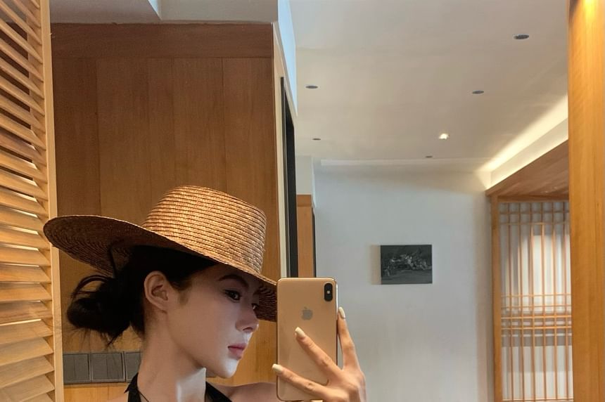 Pants Halter Plain Leg Lace High Top Wide Waist / FashionChic