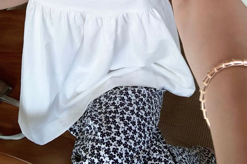 Pants / Camisole Floral High Plain Notch Wide Neck Leg Print Top Waist FashionChic