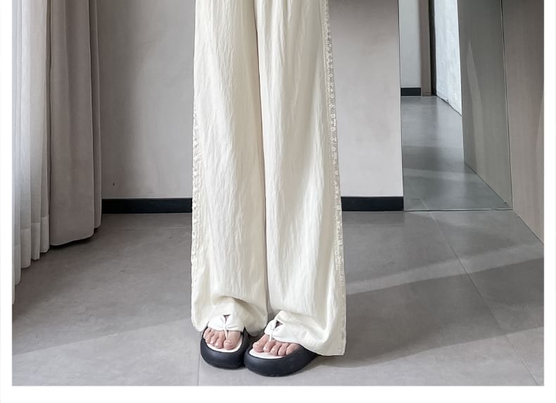 Rise Leg Panel Lace Wide Pants High FashionChic
