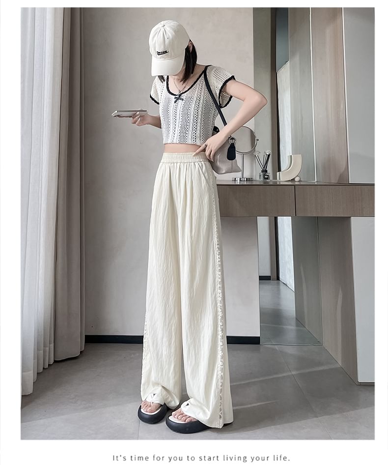 Rise Leg Panel Lace Wide Pants High FashionChic