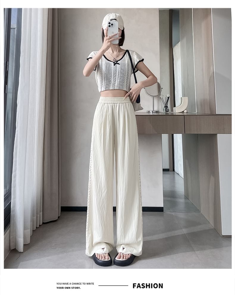 Rise Leg Panel Lace Wide Pants High FashionChic