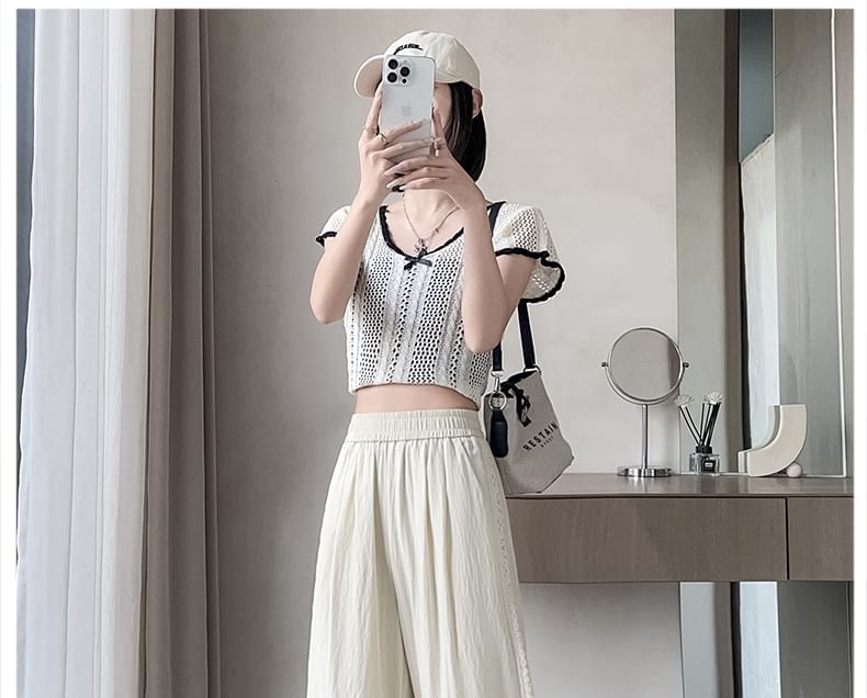 Rise Leg Panel Lace Wide Pants High FashionChic