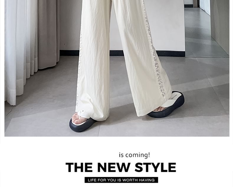 Rise Leg Panel Lace Wide Pants High FashionChic