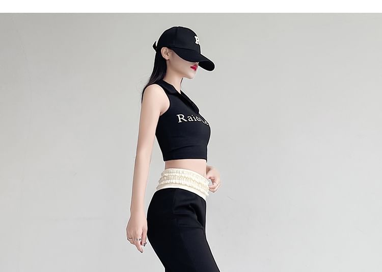 Two Tone High (Various Designs) Frill Pants Flared Rise Trim FashionChic