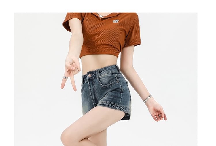 High Washed Denim Hot Pants Waist FashionChic
